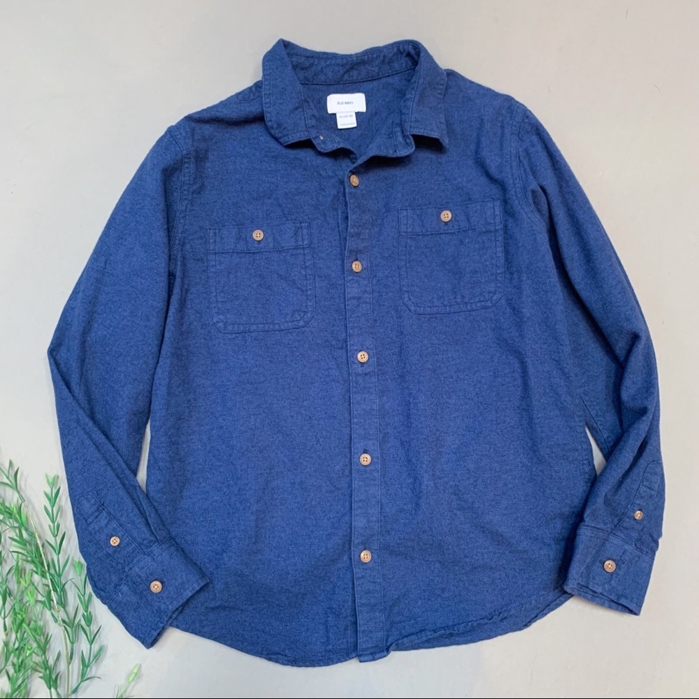 OLD NAVY blue flannel button down shirt, XL 14.
